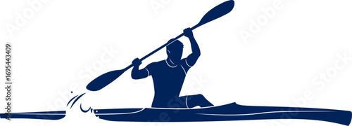 kayaking silhouette a dynamic water sport, effortless power and graceful movement, isolated on transparent background