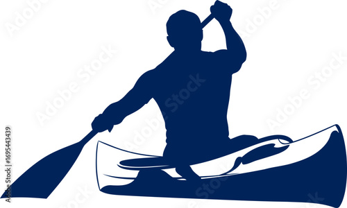 kayaking silhouette effortless glide, serene waters, peaceful journey, isolated on transparent background