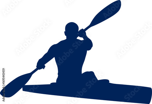 kayaking silhouette a dynamic pose of effortless grace and determination, isolated on transparent background