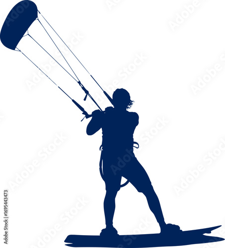 kitesurfer silhouette oceans embrace, winds dance, freedoms flight, isolated on transparent background