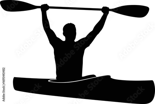 kayaking silhouette triumphant paddle, aquatic grace, and the joy of effortless glide, isolated on transparent background