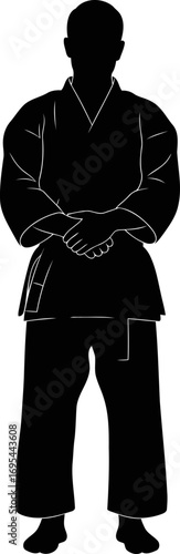 martial arts silhouette the silent strength of discipline and inner peace, isolated on transparent background