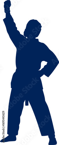 martial arts silhouette triumph, strength, and the spirit of victory, isolated on transparent background
