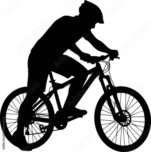 mountain biker silhouette adrenaline rush, trail majesty, and the freedom of the ride, isolated on transparent background