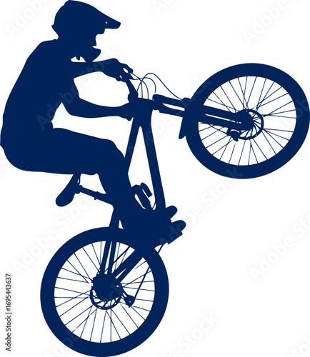 mountain biker silhouette adrenaline rush, extreme sport, and the triumph of skill, isolated on transparent background