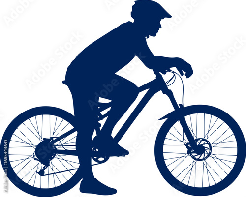 mountain biker silhouette adventure, freedom, and the thrill of the trail, isolated on transparent background
