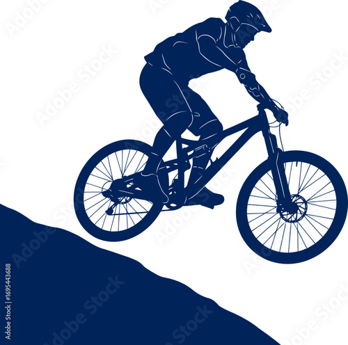 mountain biker silhouette an epic descent, adrenaline rush, and thrilling leap of faith, isolated on transparent background