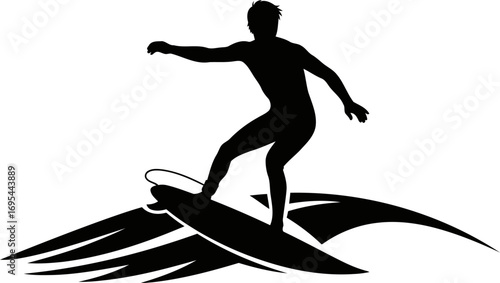 oceans rhythm a surfers silhouette dancing on a powerful wave, isolated on transparent background