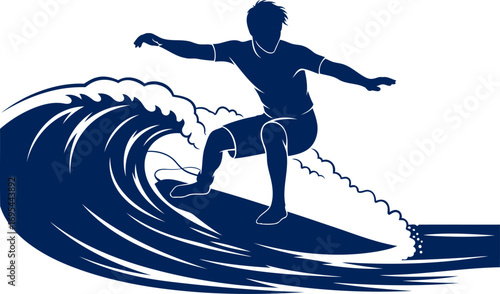 oceans embrace a surfers silhouette riding a powerful wave, isolated on transparent background