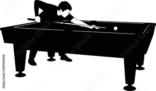 pool shark silhouette precision, strategy, and the decisive cue ball strike, isolated on transparent background