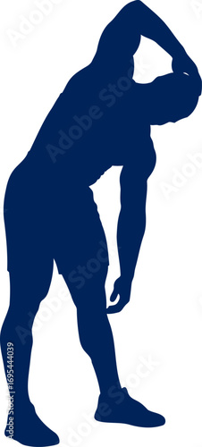 postworkout relief silhouette of athlete stretching, finding calm and recovery, isolated on transparent background