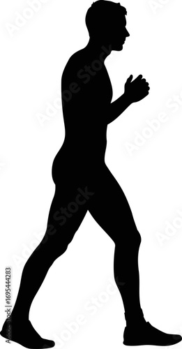 runner silhouette determined stride, urban journey, morning workout, healthy lifestyle, isolated on transparent background