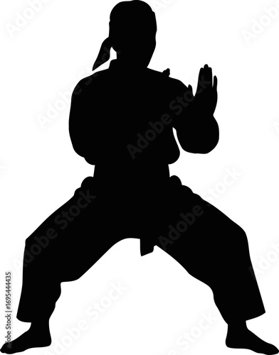 silhouette of a pencak silat artist mastering balance, power, and ancient martial arts, isolated on transparent background