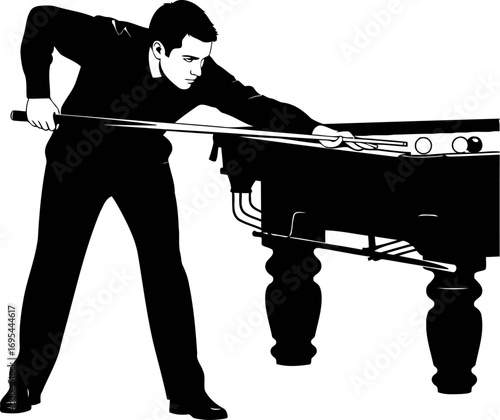 snooker players focused stance precision, strategy, and the quest for the perfect shot, isolated on transparent background