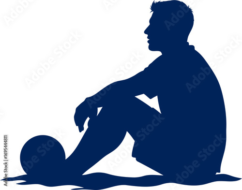 solitary soccer silhouette contemplation, defeat, and the weight of the game, isolated on transparent background