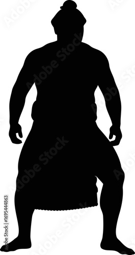 sumo wrestler silhouette ancient tradition, unwavering strength, and the power of stillness, isolated on transparent background