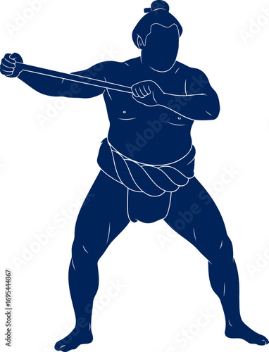 sumo wrestler silhouette a navy blue champions strength, ancient tradition, and impeccable power, isolated on transparent background