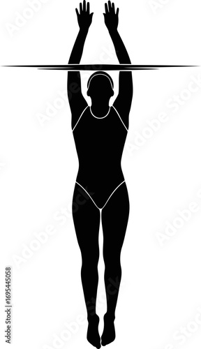 swimmers silhouette poised, graceful, and ready to dive, capturing the essence of aquatic elegance and athleticism, isolated on transparent background