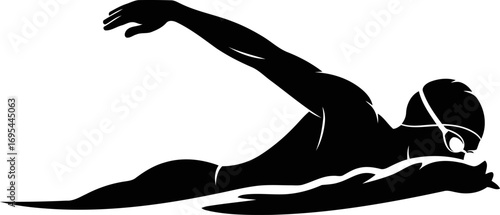 swimmers silhouette graceful glide, aquatic power, and enduring will, isolated on transparent background