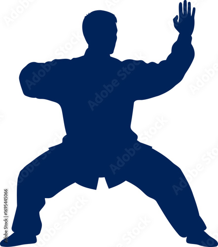 tai chi chuan silhouette the gentle power of flowing movement, isolated on transparent background