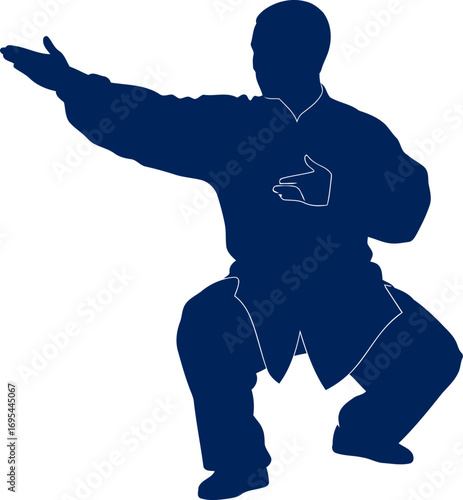 tai chi chuan silhouette the masters graceful stance, inner peace, and harmonious movement, isolated on transparent background