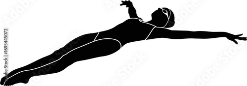 swimmers silhouette graceful glide, aquatic ballet, effortless power, isolated on transparent background