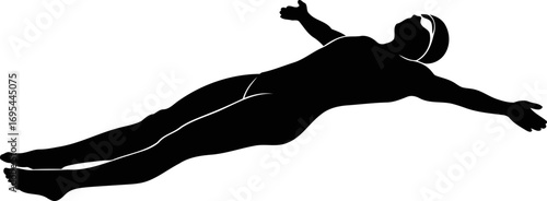 swimmers silhouette graceful glide, aquatic ballet, effortless motion, isolated on transparent background