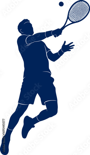 tennis serve silhouette effortless power, dynamic leap, and the pursuit of the ace, isolated on transparent background