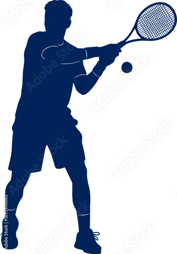 tennis serve silhouette dynamic power, focused athlete, intense court action, isolated on transparent background