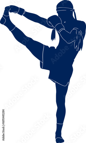 the muay thai silhouette elegance, power, and the art of eight limbs, isolated on transparent background