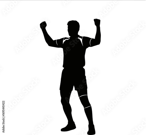 triumphant athlete silhouette ecstatic celebration, pure joy, unbridled success, isolated on transparent background