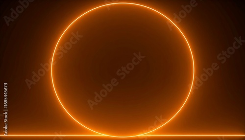 Illuminated portal a seamless loop of geometric orange neon lights