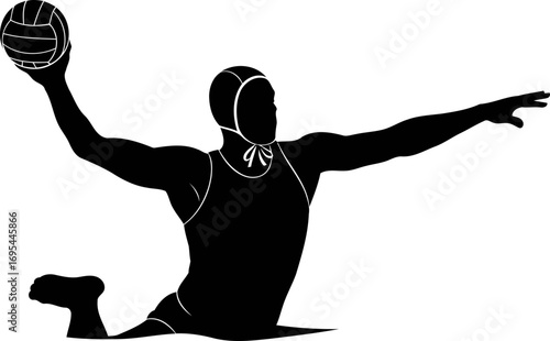 water polo player silhouette dynamic aquatic action, effortless power, and unwavering focus, isolated on transparent background