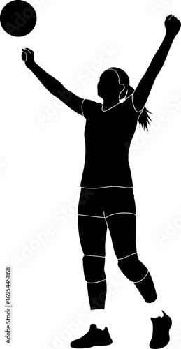 volleyball player silhouette effortless power, dynamic serve, and the thrill of victory, isolated on transparent background
