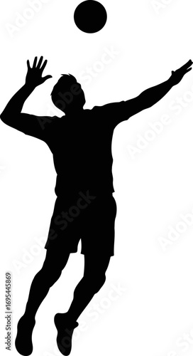 volleyball player silhouette effortless grace, aerial mastery, and the pursuit of victory, isolated on transparent background
