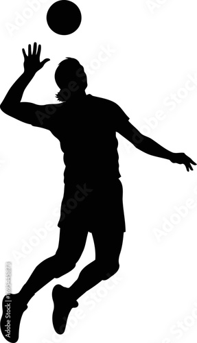 volleyball player silhouette dynamic leap, effortless grace, and the thrill of the game, isolated on transparent background