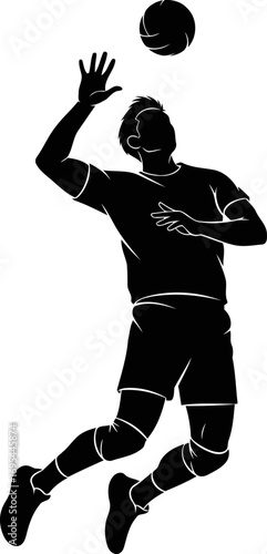 volleyball player silhouette dynamic leap, effortless power, and unstoppable drive, isolated on transparent background