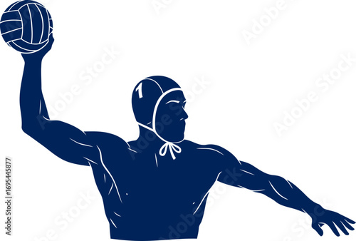 water polo player silhouette power, precision, aquatic victory, isolated on transparent background