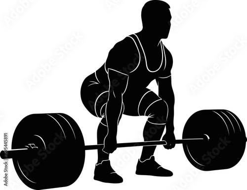 weightlifter silhouette deadlift power, strength, and unwavering determination, isolated on transparent background