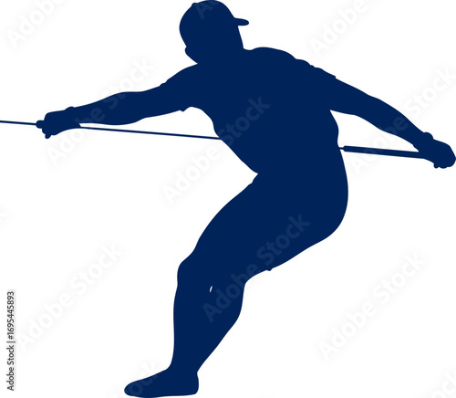 water ski silhouette dynamic aquatic power, summer sports action, extreme athlete, isolated on transparent background