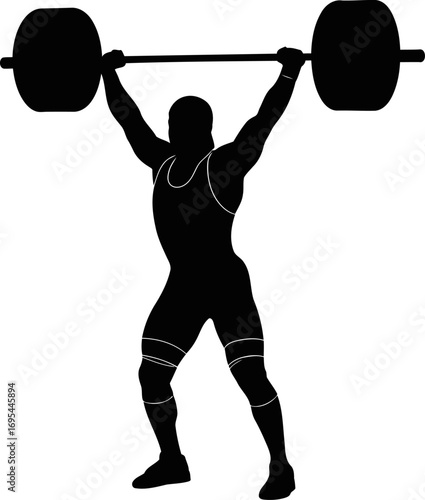 weightlifter silhouette powerful strength, peak performance, overcoming limits, isolated on transparent background
