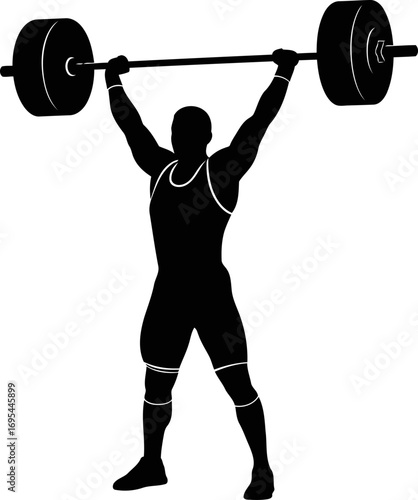 weightlifter silhouette triumphant strength, unwavering focus, peak athleticism, isolated on transparent background