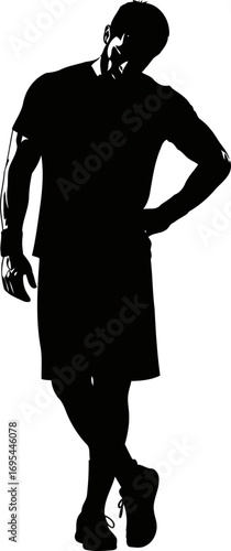 athletes silhouette postworkout stretch, finding strength in recovery, isolated on transparent background