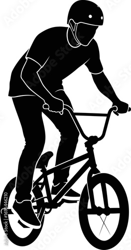 bmx rider silhouette urban edge, freestyle action, and adrenaline rush, isolated on transparent background