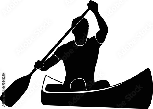 canoe silhouette a lone paddlers journey, adventurous spirit, tranquil escape, isolated on transparent background