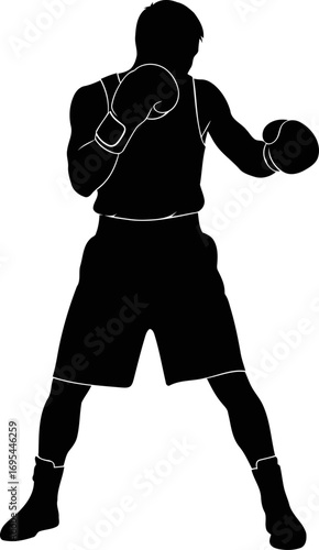 boxer silhouette the art of the jab, precision and power in motion, isolated on transparent background