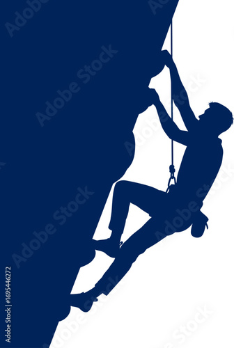 climbers silhouette conquering heights, a dramatic ascent, reaching the summit, isolated on transparent background