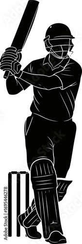 cricket batsman silhouette power, precision, and the pursuit of victory, isolated on transparent background