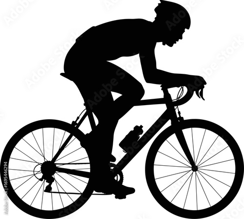 cyclist in motion silhouette of speed, enduring power, and the open road, isolated on transparent background