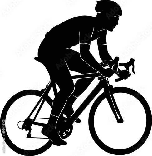 cyclist in motion silhouette of effortless speed, graceful power, and unwavering determination, isolated on transparent background